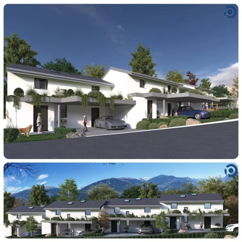 Villas mitoyennes, neuves, Conthey, cadre idyllique, 4,5 pces, 5.5 pces, pelouses, terrasses, soleil, vignoble, ski (1)