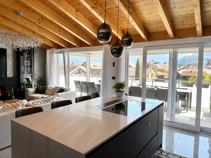 Attique 5,5 pièces - haut standing avec terrasse de 40 m², jacuzzi et domotique ? Collombey (8)