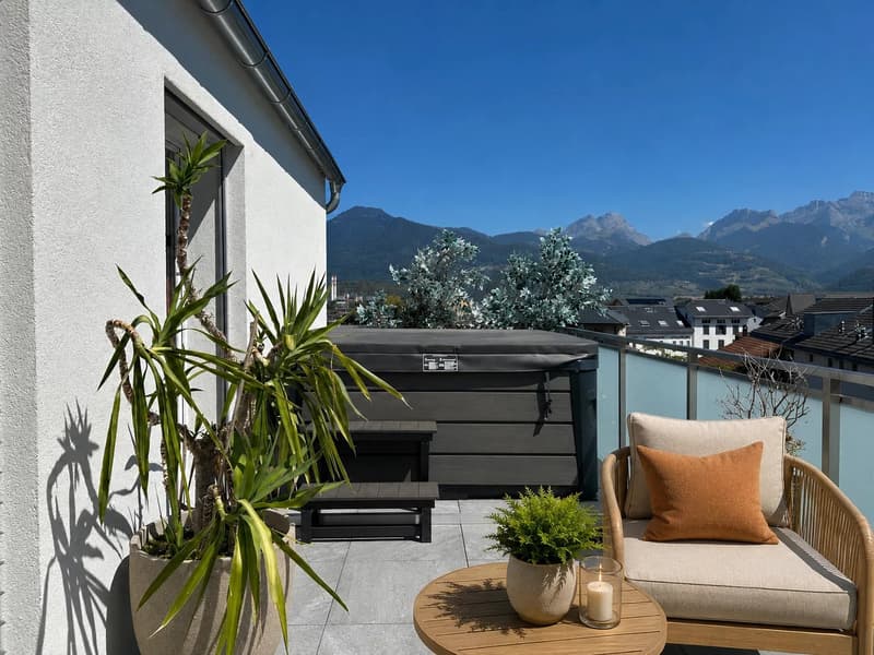 Attique 5,5 pièces - haut standing avec terrasse de 40 m², jacuzzi et domotique ? Collombey (13)