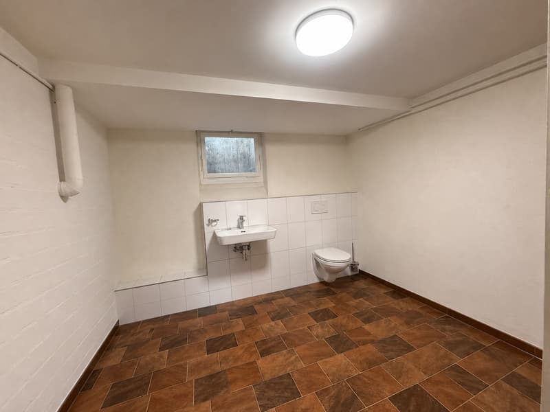 Helles Atelier/ Hobbyraum mit Einzelgarage, Lavabo und WC (4)