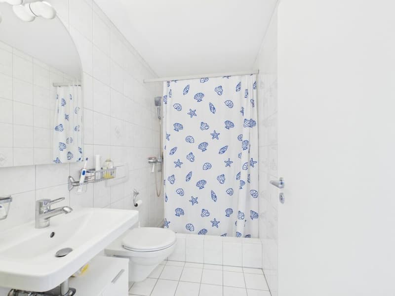 Badezimmer, Gäste-WC mit Dusche im Erdgeschoss