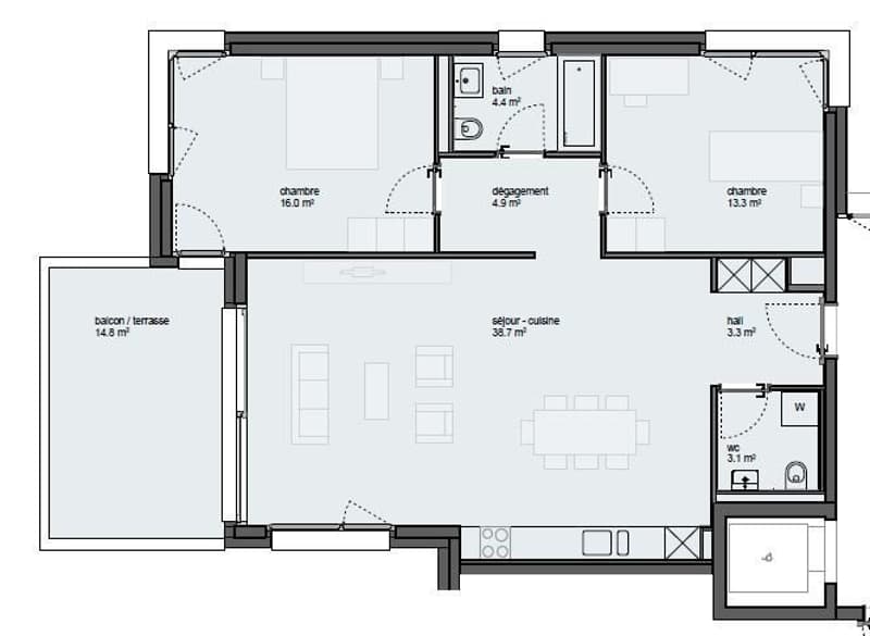 Appartement neuf de 3.5 pièces - Résidence les Lisières (8)