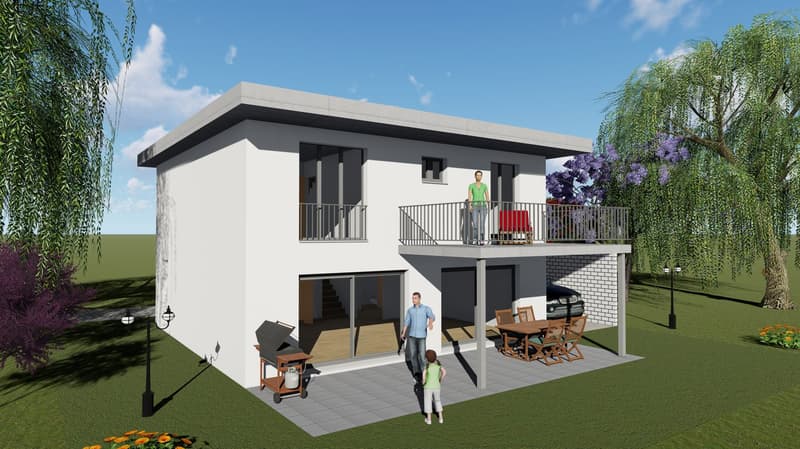 Modernes Einfamilienhaus in Gunzgen, Flachdach mit DV  – Neubau 2026 (2)