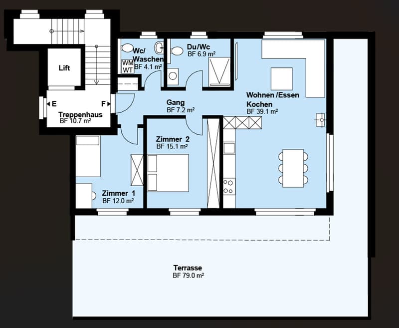 Grundriss Wohnung F