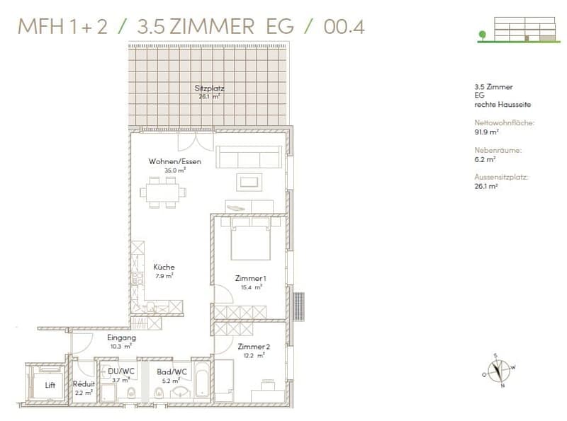 Moderne 3.5-Zimmer-Gartenwohnung mit 26 m² Sitzplatz (2)