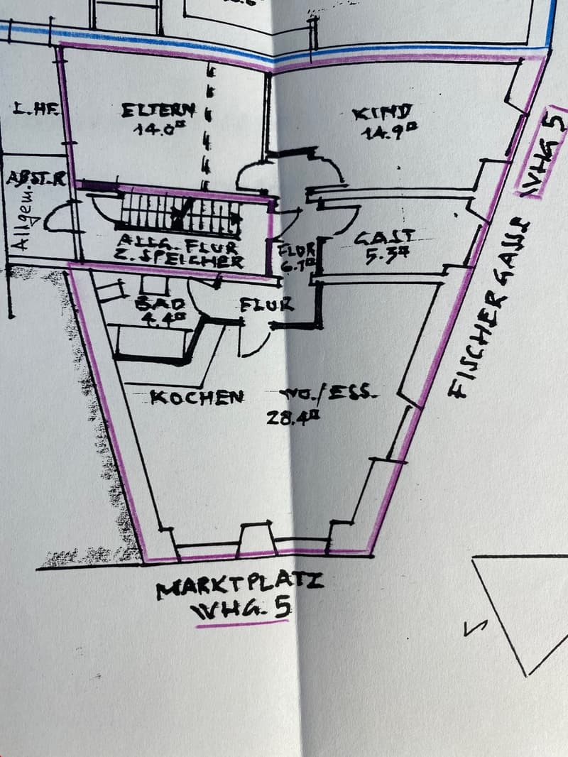 Grundriss der Wohnung mit Abstellraum auf gleicher Etage