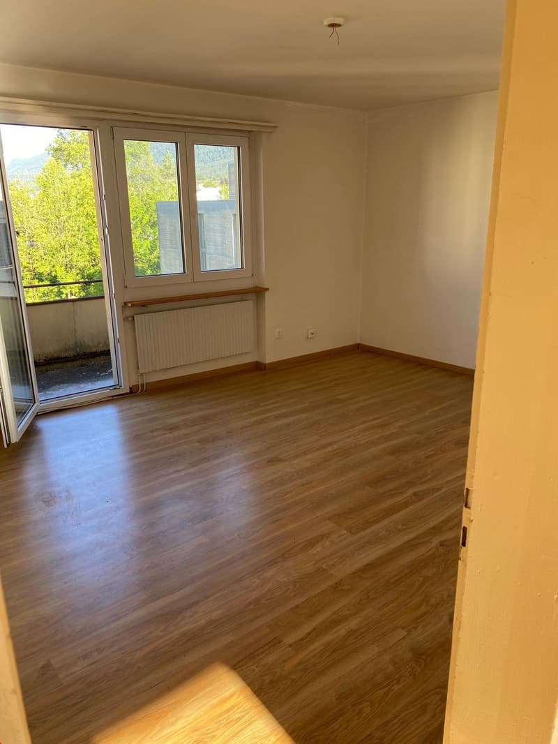 Grosses Wohnzimmer mit viel Platz und direktem Ausgang zum Balkon