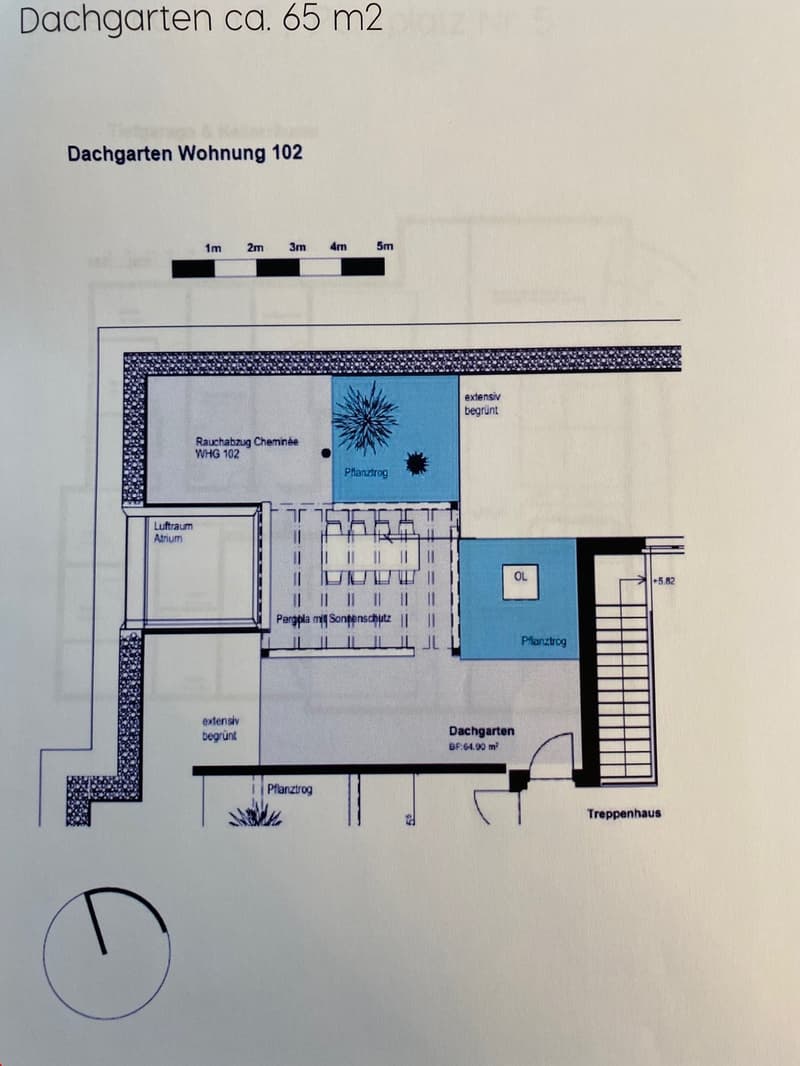 Grundriss des Dachgeschosses mit Dachgarten