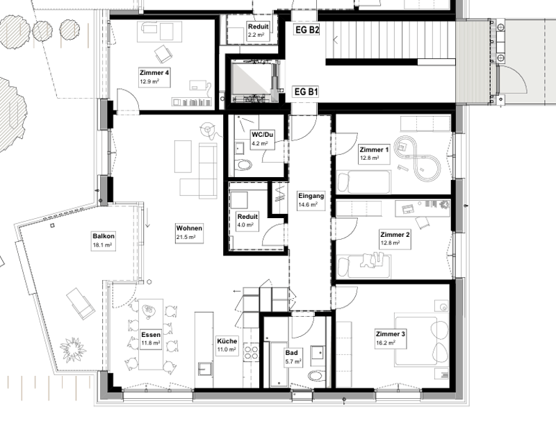 Moderne 5.5-Zimmerwohnung im Erdgeschoss in ruhigem Quartier (9)