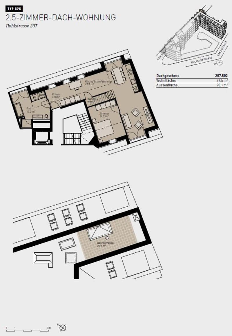 Moderne 1.5-Zimmer-Wohnung mit Dachterrasse zu vermieten (2)