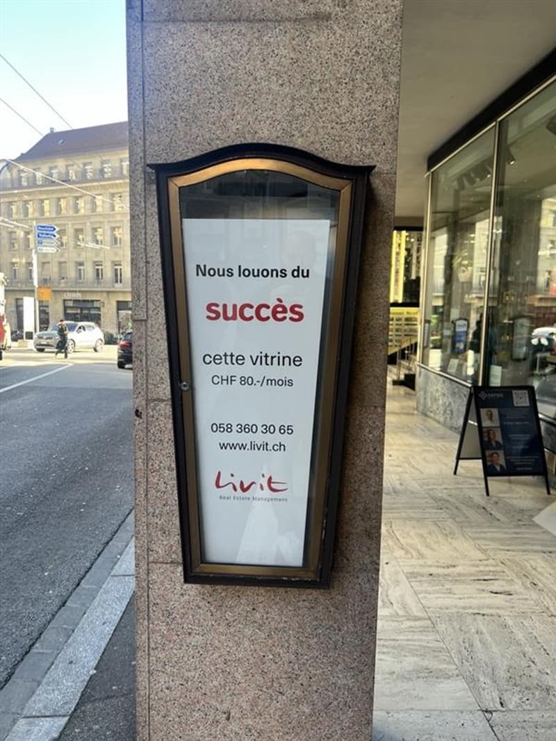 Vitrine publicitaire au centre ville de Lausanne (8)