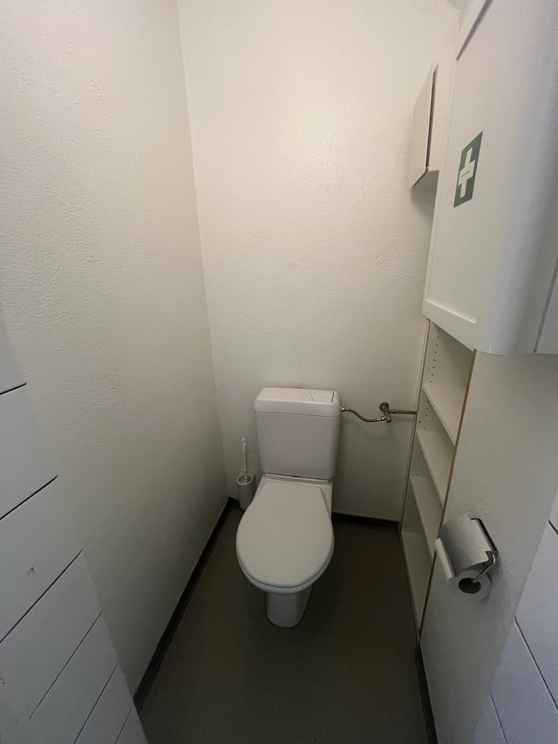 small bathroom with white walls, white toilet, and a toilet paper holder