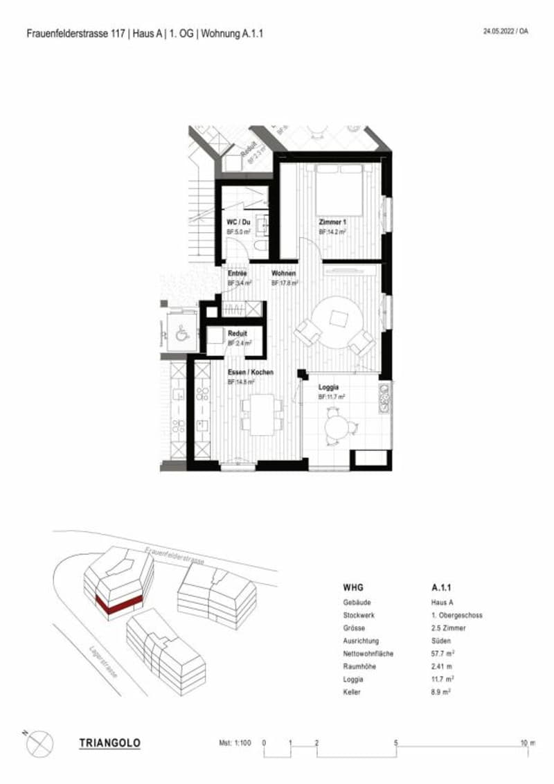 2.5 Zimmer Neubauwohnung im 1.OG, ca. 58m2  ( A 1.1 ) (14)