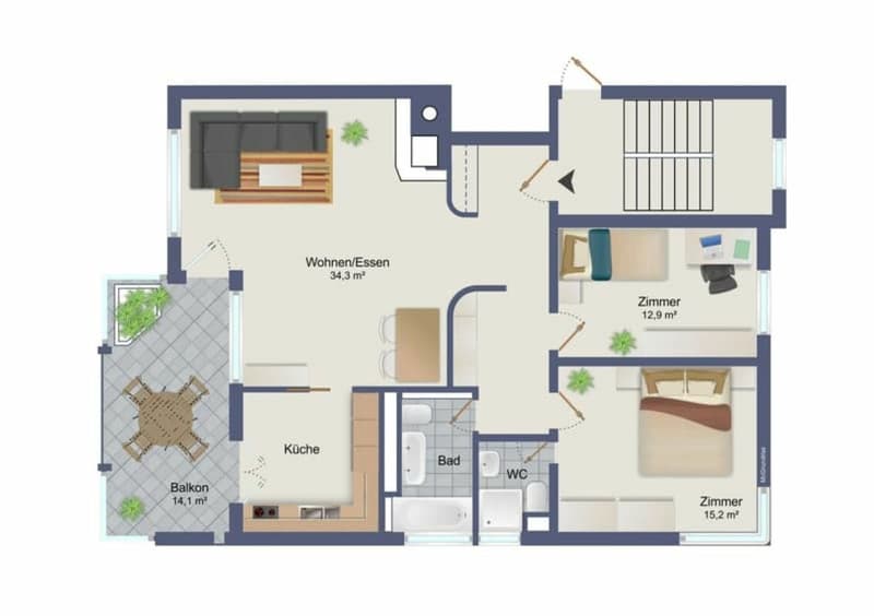 3.5 Zimmerwohnung, 91 m2 (9)