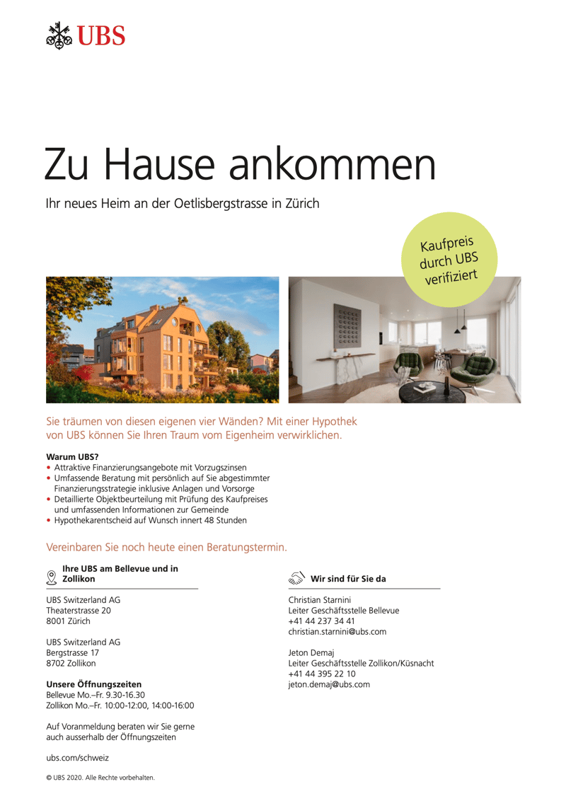 New house in Oetlisbergstrasse, Zurich. Attractive financing offers with priority. Comprehensive advice with personal advisor. Financing strategy including offers and advice. Detailed object presentation with inspection of purchase prices and confidential