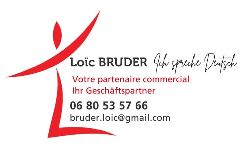 Logo for Loïc BRUDER, a commercial partner, with contact details