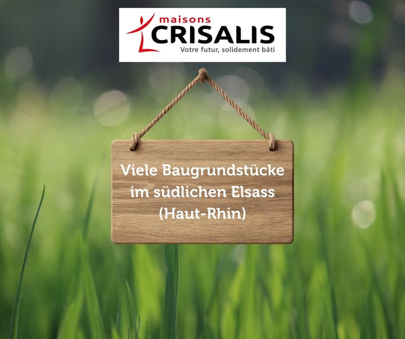 Text in German with 'Viel Baugrundstucke im sudlichen Elsass'.