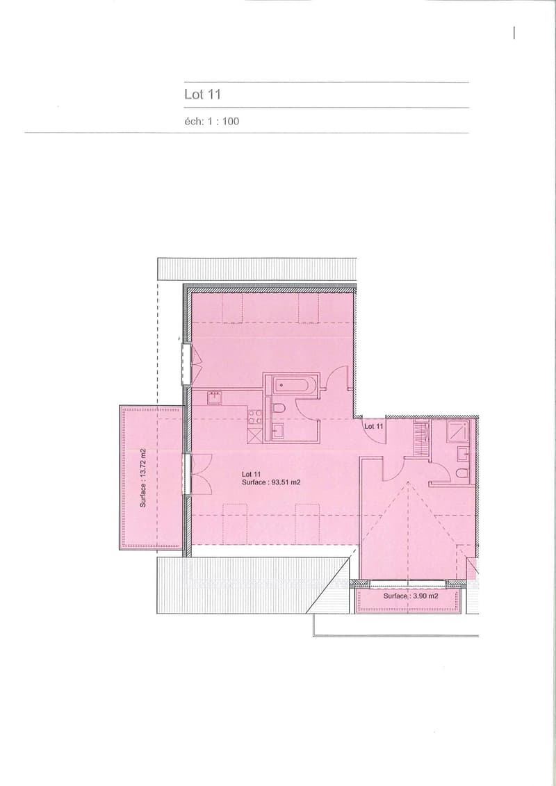 Floor plan of Lot 11 with living room, kitchen, 2 bedrooms, 2 bathrooms, balcony