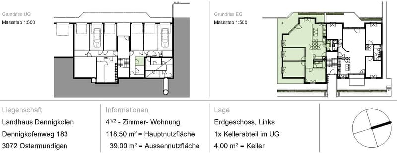 Grundrissplan Untergeschoss und Beschreibung