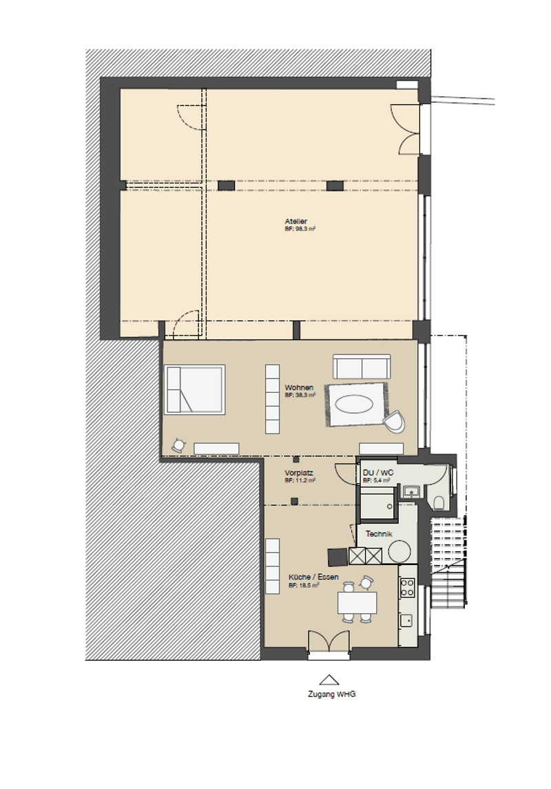 LOFT-APPARTEMENT, charmant espace de vie et de travail / Première location dans un bâtiment historique à Elsau (5)