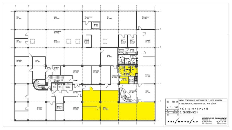 The image shows the floor plan of a building. It consists of multiple rooms, including bedrooms, bathrooms, a kitchen, a living room, and other utility spaces. The rooms are labeled with their respective names and sizes.