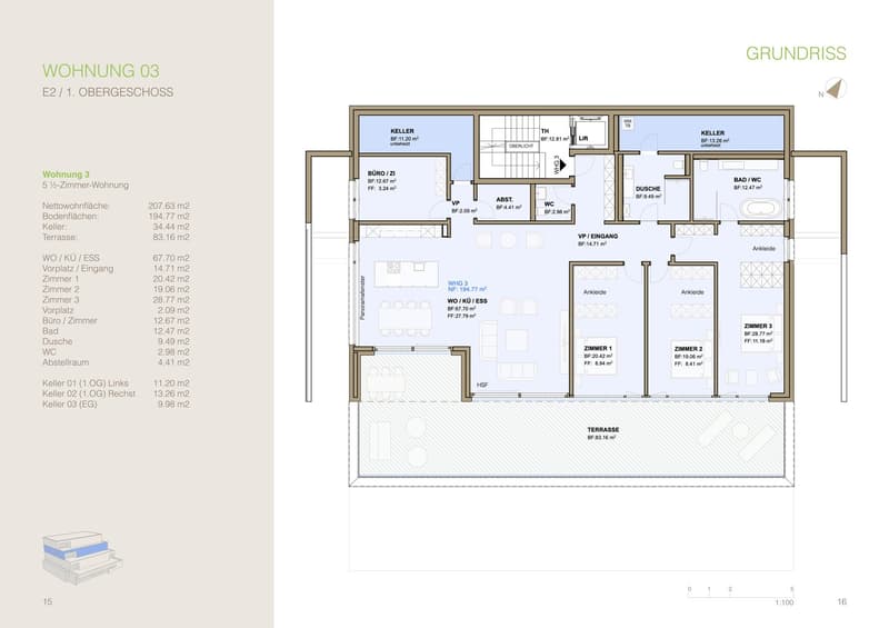 Neubau:  An bester Hanglage in Killwangen verkaufen die exklusive 4.5 Zimmer-Terrassenwohnung (3)