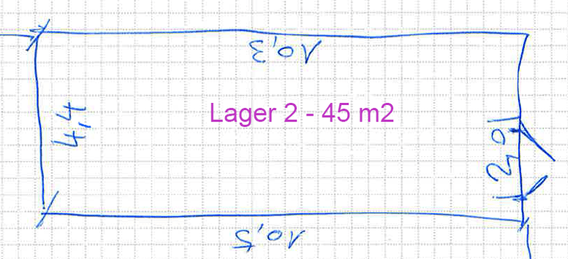 bedroom area labeled 'Lager' with dimensions 2-45 m2