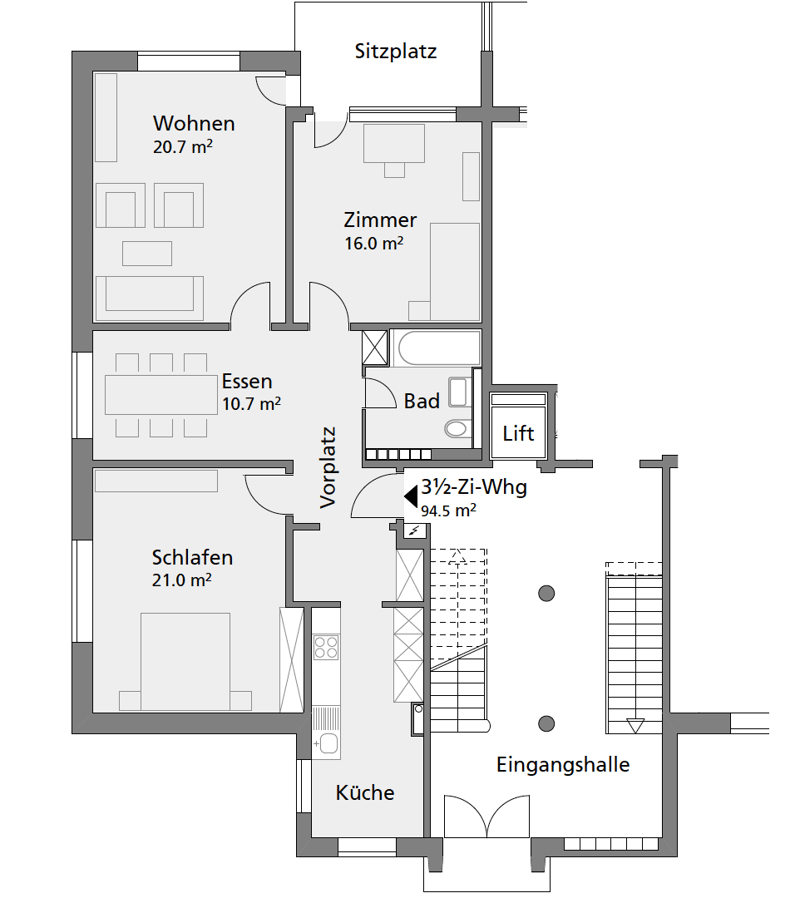 Möblierte 3.5-Zi-Wohnung (95 m²) mit Terrasse | Elfenau | 15.07.2615.07.27 | CHF 2'200 inkl. NB (9)