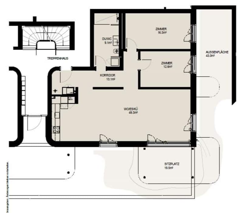 Exklusive 3.5 Zi- Neubauwohnung (100m²) mit 43m² Aussenfläche nahe Zürich (3)