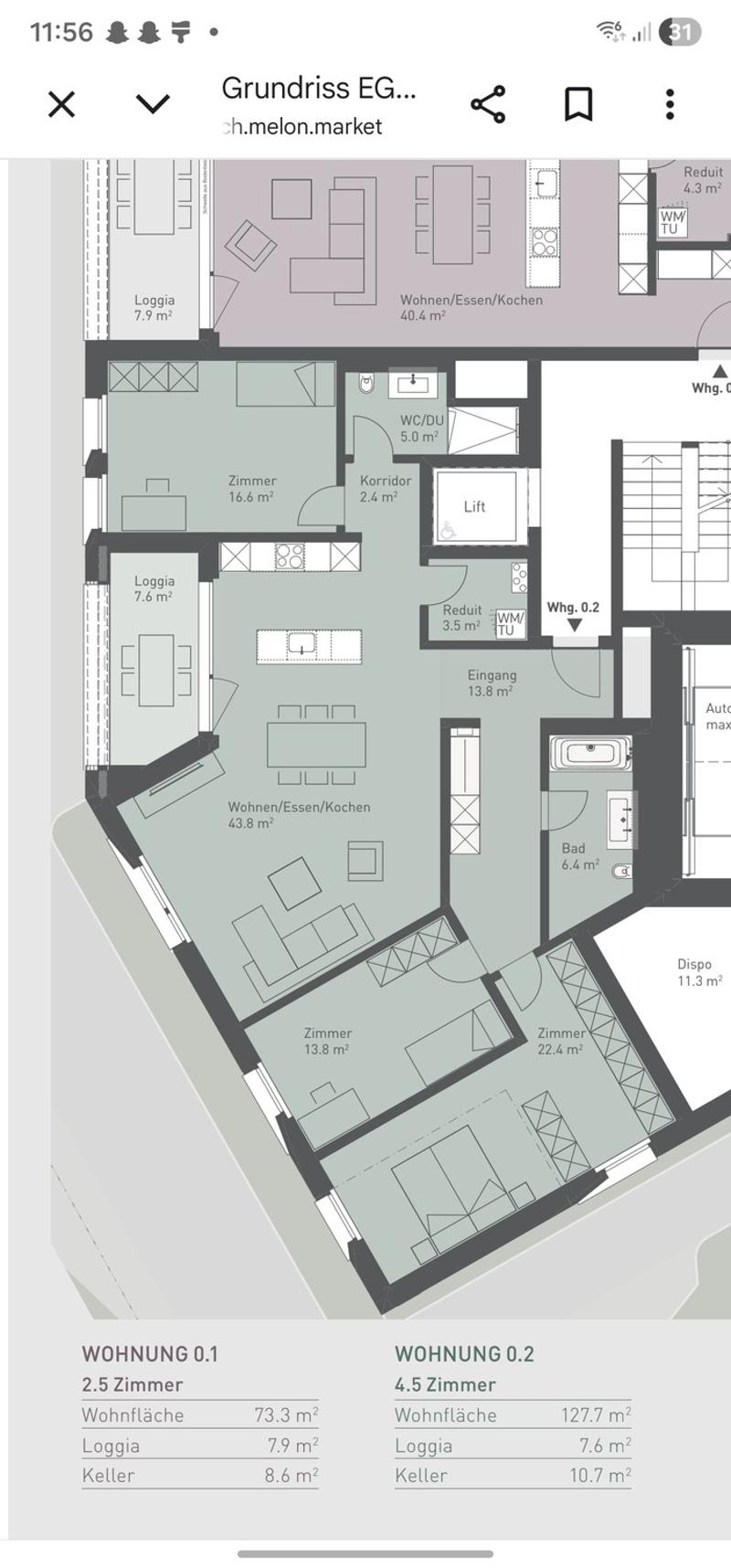 Moderne 4.4 Zimmerwohnung in Wohlen (2)