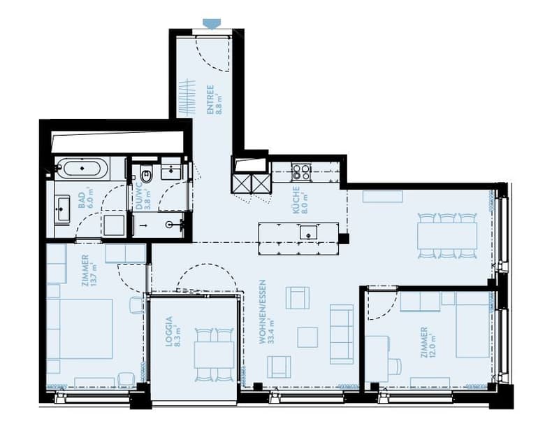 3.5 Zimmer-Wohnung im 14. Stock des "Wolkenwerk" (9)