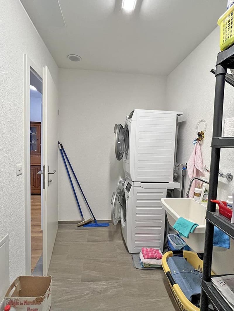 Reduit mit Wäscheturm und Waschtrog