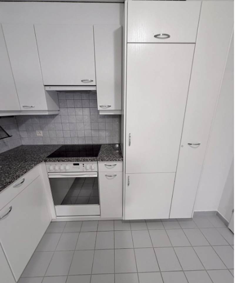 Glaskeramik-Kochfeld, Backofen und Einbaukühlschrank