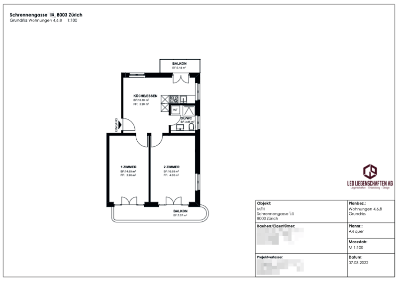 2.5-Zimmer-Wohnung mit 2 Balkonen in Zürich 8003  ab 1. November (11)