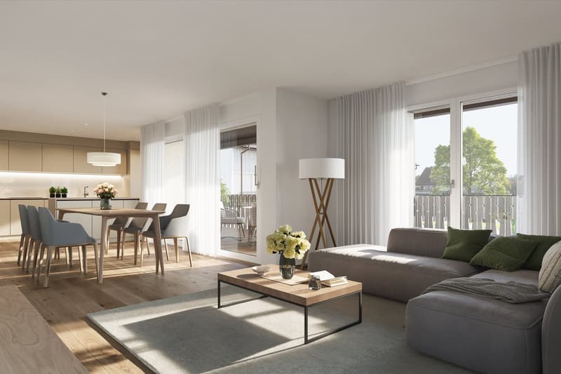 Erstbezug: Moderne 3.5-Zimmer-Neubauwohnung mit 16 m² Balkon, 2 Nasszellen & Hochbeet (1)