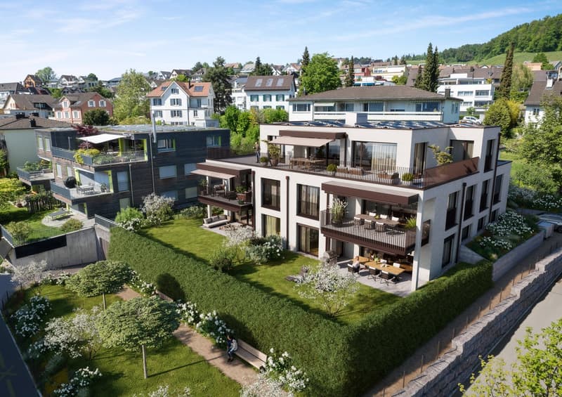 Neubau 4.5-Zimmer Attikawohnung, 148m2 Wohnfläche, zentrumsnahe Lage, wunderbare Seesicht (2)