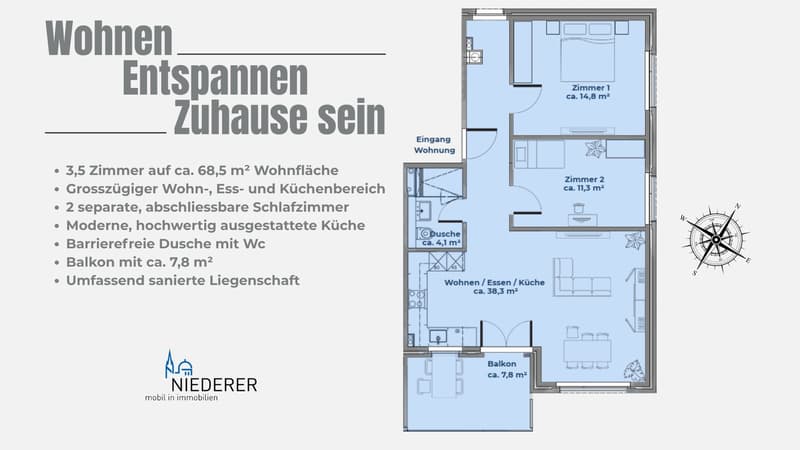 Erstbezug nach Totalsanierung moderne 3,5-Zimmer-Wohnung in Oberburg (2)