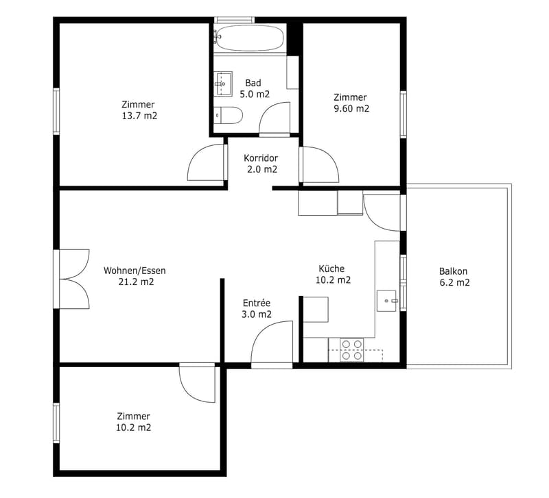 Grundrissplan 4.5-Zimmerwhg.