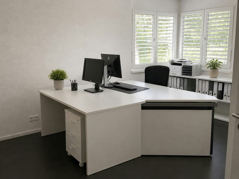 Schlafzimmer (Büro) mit Bad/Dusche/WC