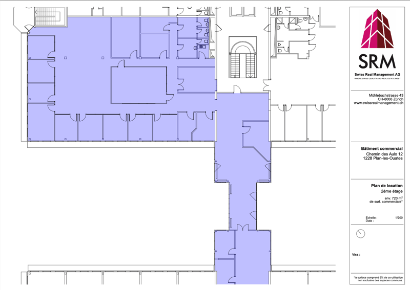 2nd floor commercial space layout with multiple rooms, central staircase, and common areas.