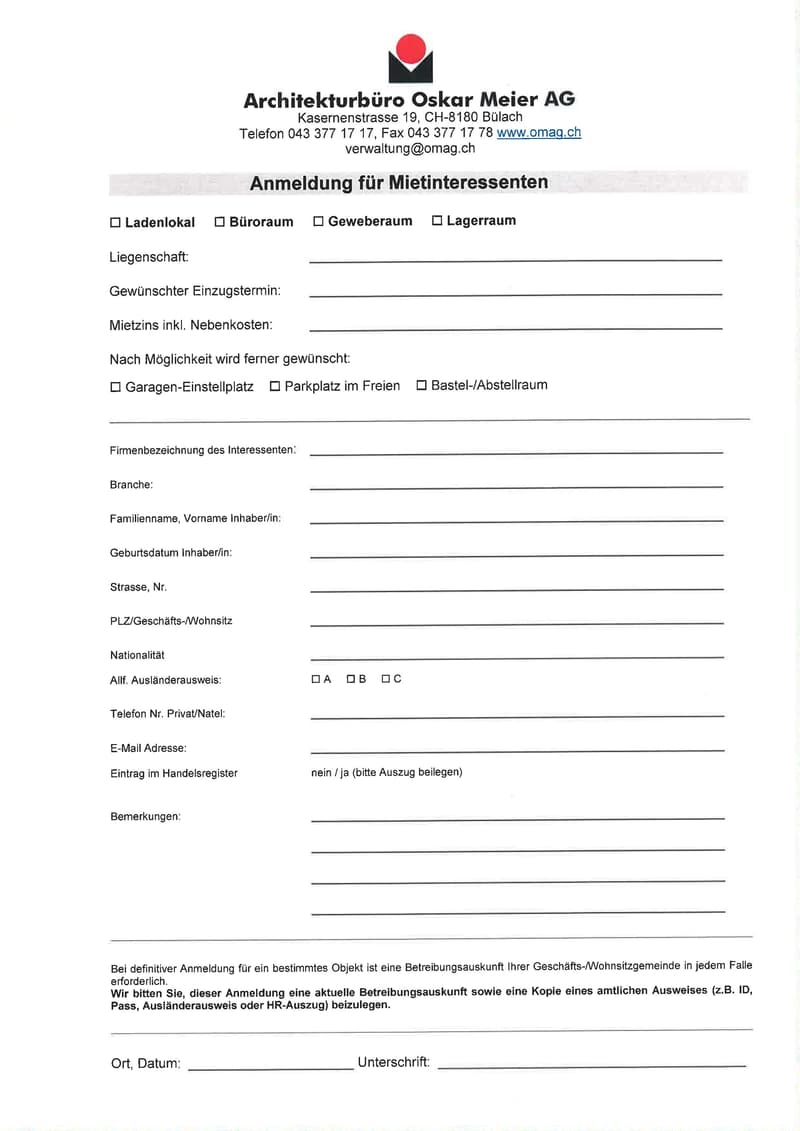 Anmeldeformular