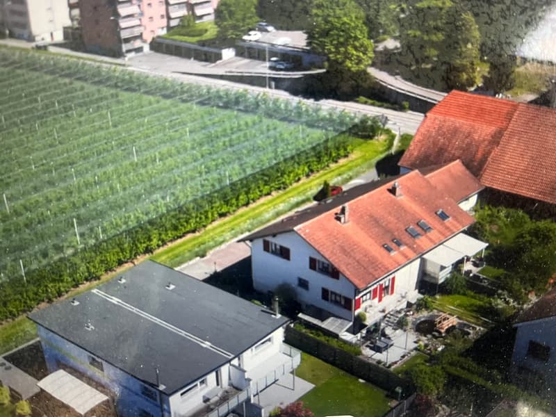 Luftaufnahme auf Doppeleinfamilienhaus (mitte)