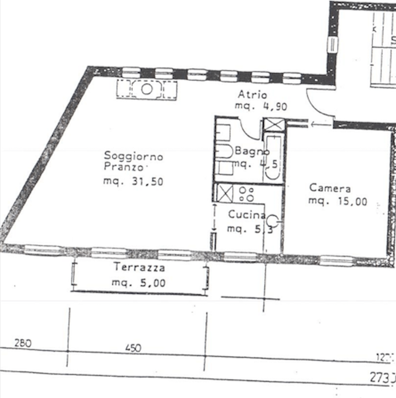 Atrium, bathroom, bedroom, kitchen, terrace