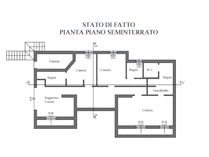 Cantina, Camera, Camera, Bagno, W.C., Soggiorno, Cucina, Camera, Guardaroba