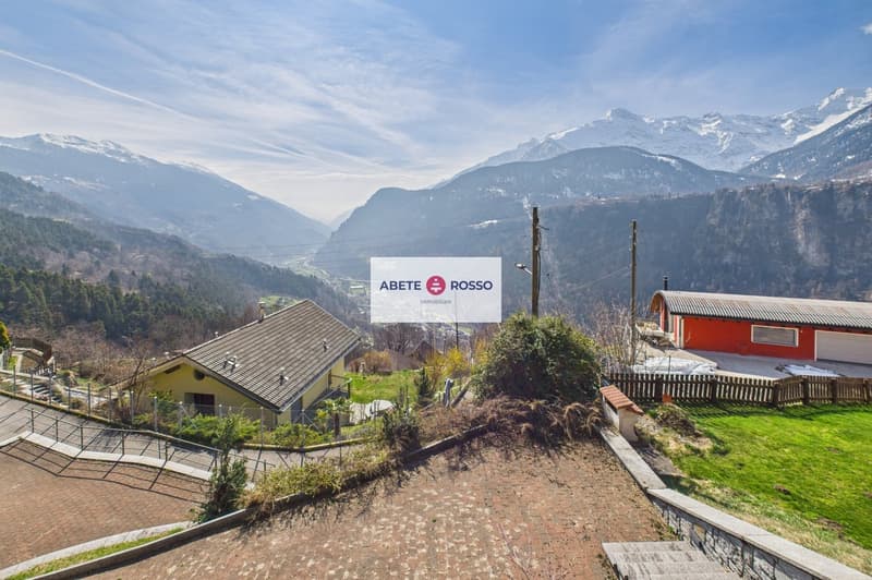 House with a view of the mountains, yellow exterior, red exterior, garage