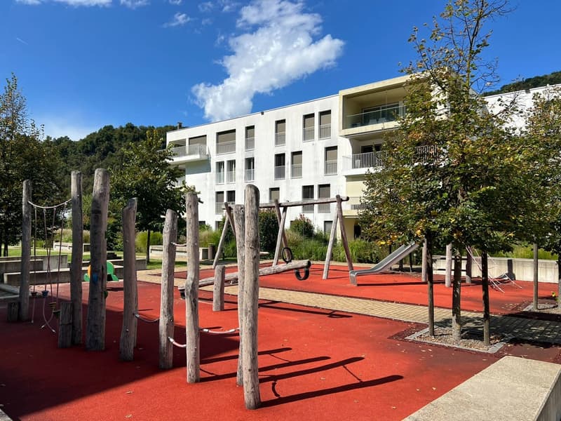 residential complex garden with playground