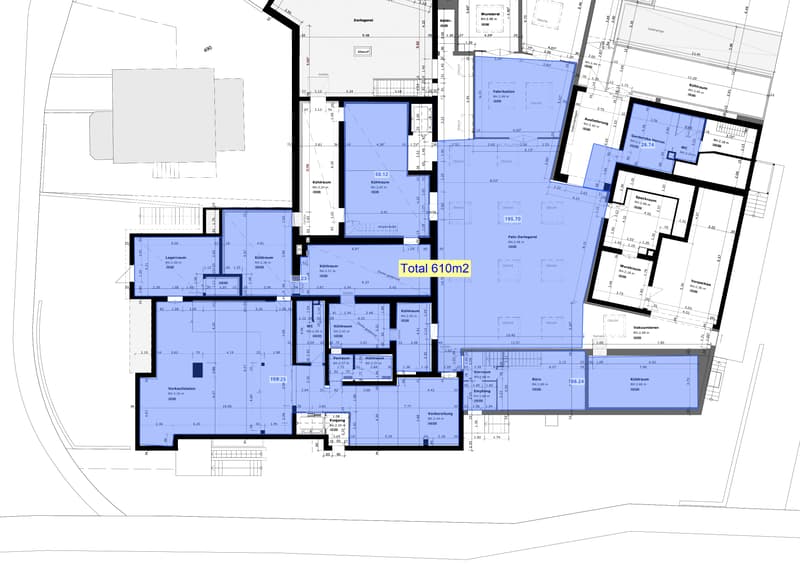 Floor plan with multiple rooms, including living room, kitchen, bedrooms, bathrooms, and balconies.