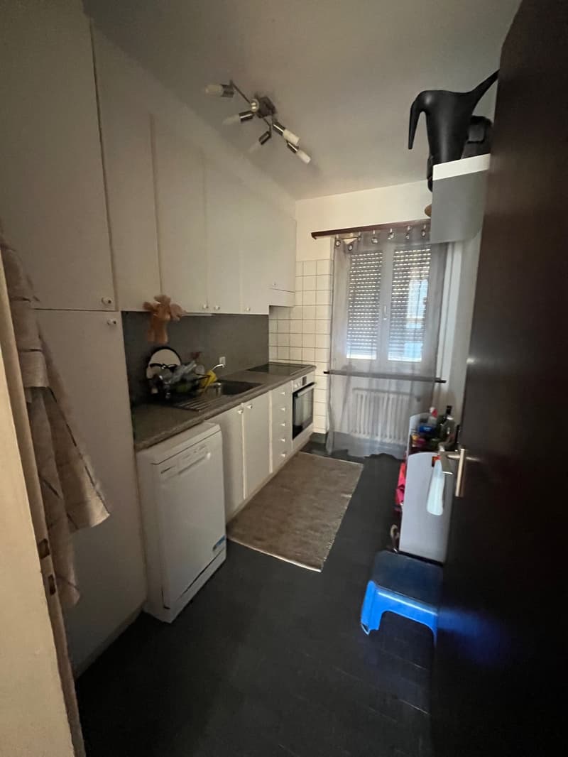 kitchen with dishwasher, faucet, tiles, open shelves, white cabinets, windows, curtains