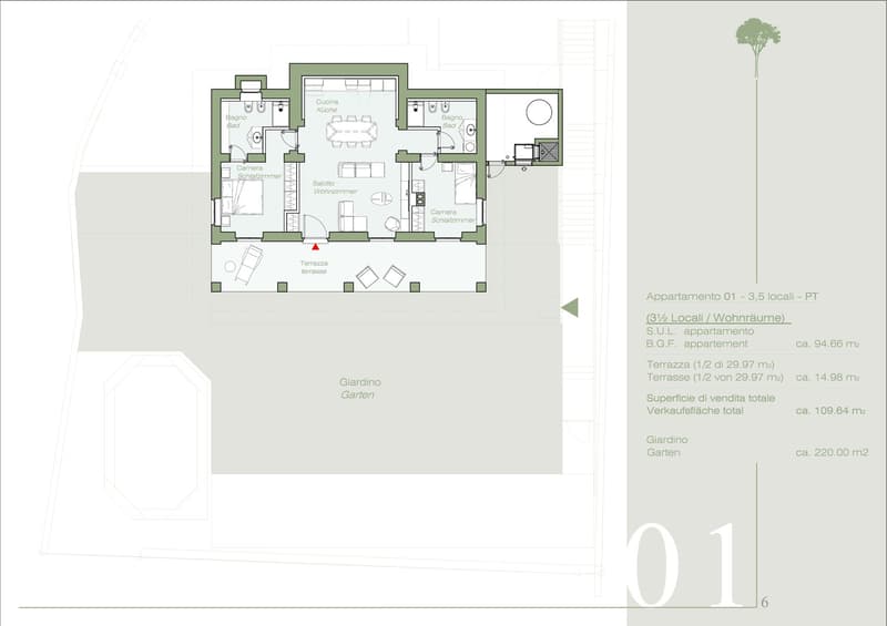 Splendido appartamento da 3.5 locali con giardino e panorama (2)