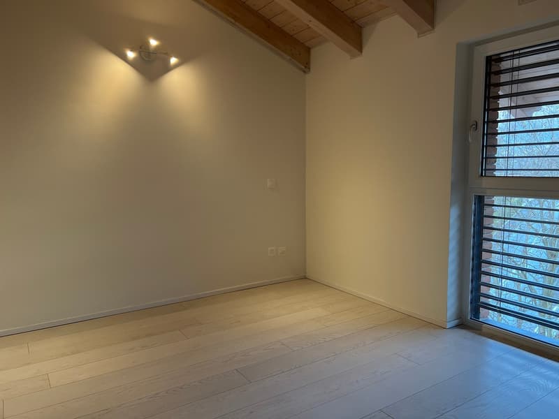 Moderno attico con tetto a vista in vendita a Cadro - POSTO AUTO (5)